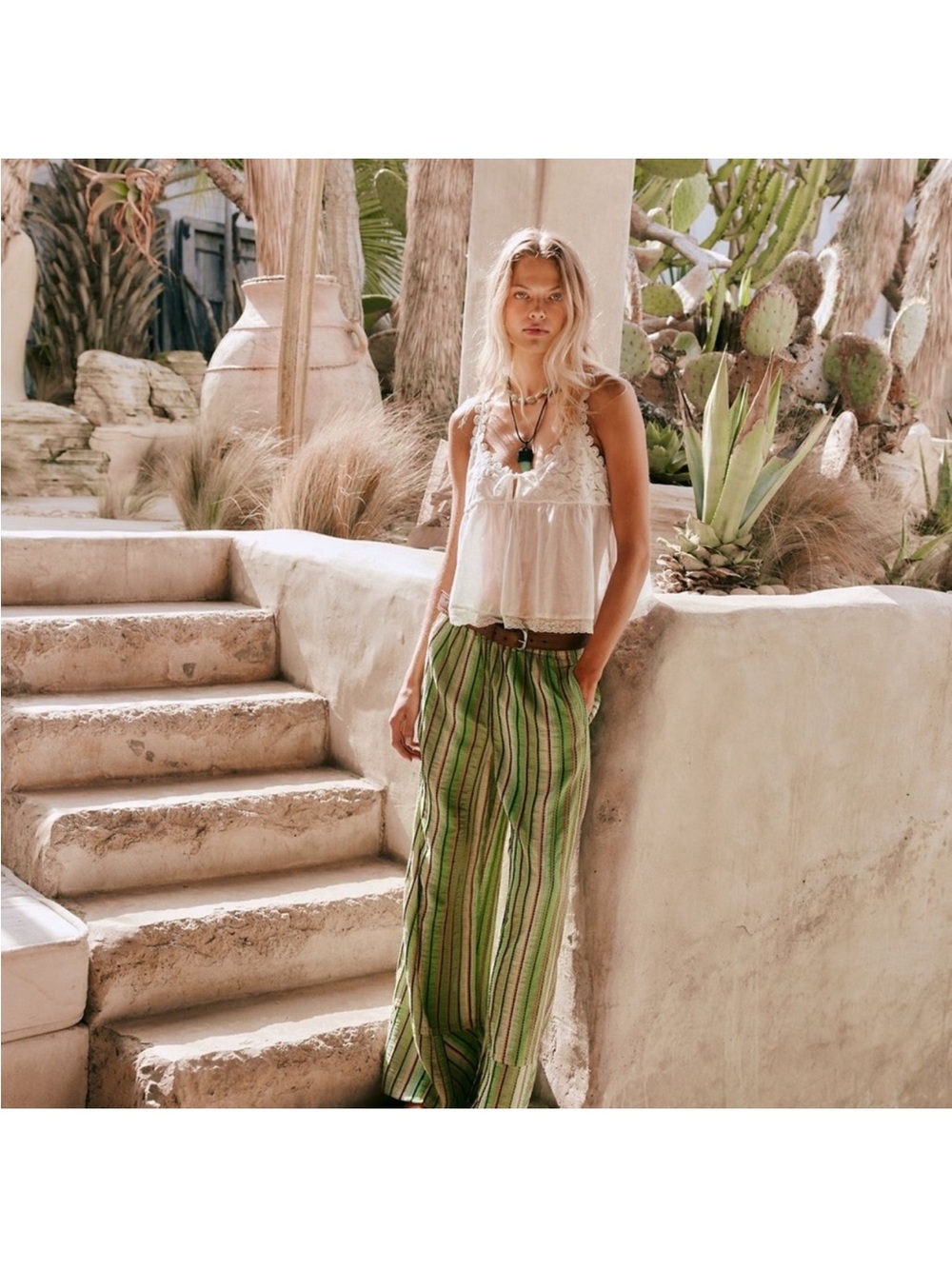 Free People days end linen striped pants